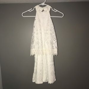 White lace romper high neck